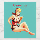 Leuke Blondine Martini Bikini Meisje Thunder_Cove Wijn Etiket (Enkel label)