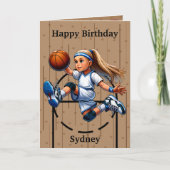 Leuke Blondine Meisjes Basketbal Kleurplaat Verjaa Kaart (Voorkant)