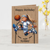 Leuke Blondine Meisjes Basketbal Kleurplaat Verjaa Kaart (Gele Bloem)