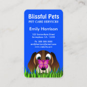 Leuke Blue Beagle Puppy Dog en Butterfly Pet Care Visitekaartje (Voorkant)