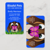 Leuke Blue Beagle Puppy Dog en Butterfly Pet Care Visitekaartje (Voorkant / Achterkant)