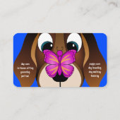 Leuke Blue Beagle Puppy Dog en Butterfly Pet Care Visitekaartje (Achterkant)