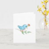 Leuke Blue Bird waterverf Blanco kaart (Gele Bloem)