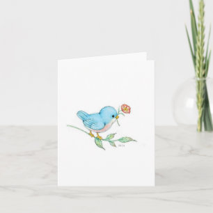 Leuke Blue Bird waterverf Blanco kaart