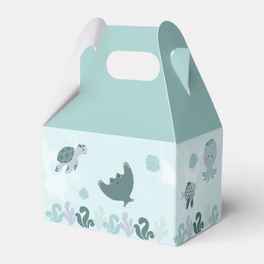 Leuke Blue Boys Onder Het Zee Waterverf Verjaardag Bedankdoosjes (Achterkant)