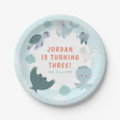 Leuke Blue Boys Onder Het Zee Waterverf Verjaardag Papieren Bordje (Voorkant)