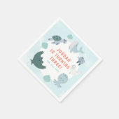 Leuke Blue Boys Onder Het Zee Waterverf Verjaardag Servet (Hoek)