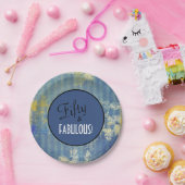 Leuke  Blue Denim Fifty & FABULOUS Verjaardag Papieren Bordje (Feest)