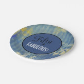 Leuke  Blue Denim Fifty & FABULOUS Verjaardag Papieren Bordje (Gekanteld)
