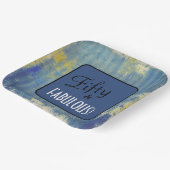 Leuke Blue Denim Pattern Fifty & FABULOUS! Birthda Papieren Bordje (Gebogen)