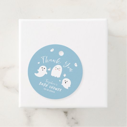 Leuke Blue Ghost Boy Baby shower Bedankjes Labels (In situ)