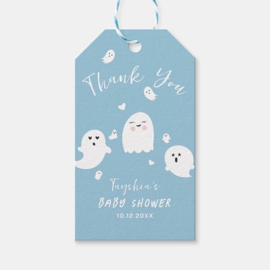 Leuke Blue Ghost Boy Baby shower Cadeaulabel (Voorkant)