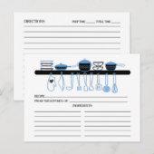 Leuke Blue Kitchen Gadgets Bruids Recept Kaarten (Voorkant / Achterkant)