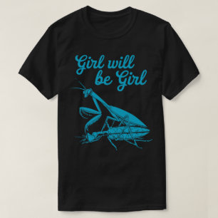 Leuke Blue Mantis illustratie met grillige tekst T-shirt