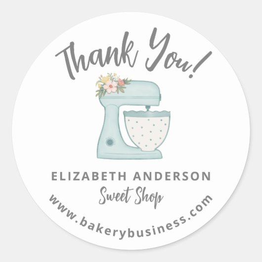 Leuke Blue Mixer Bakkerij Business Dank u Sticker (Voorkant)