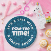 Leuke Blue Pawprints Pet Adoption Paw-t-shirt! Tij Papieren Bordje (Feest)