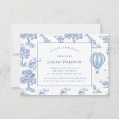 Leuke Blue Safari baby shower Budget 3 bij 5 mini RSVP Kaartje (Voorkant)