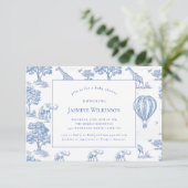 Leuke Blue Safari baby shower Budget 3 bij 5 mini RSVP Kaartje (Staand voorkant)