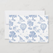 Leuke Blue Safari baby shower Budget 3 bij 5 mini RSVP Kaartje (Achterkant)