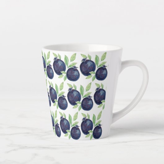 Leuke Blueberries Waterverf Art Handbeschilderd Latte Mok (Rechts)