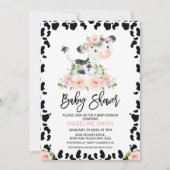 Leuke Blush Bloemen Koe Baby shower Kaart (Voorkant)