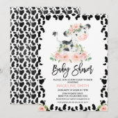Leuke Blush Bloemen Koe Baby shower Kaart (Voorkant / Achterkant)