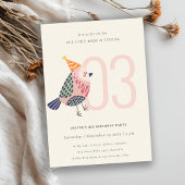 Leuke Blush Roze Birdie Alle Leeftijd 3e Verjaarda Kaart