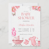 Leuke Blush Roze Bloemen Baby shower Uitnodiging (Voorkant)