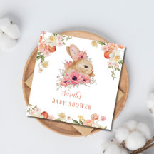 Leuke blush roze floral bunny baby shower