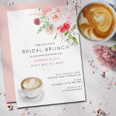 Leuke Blush Roze Koffie Pioen Tuin Bruids Brunch Kaart