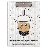 Leuke Boba Bubble Tea Pun gepersonaliseerd klembor Klembord (Voorkant)