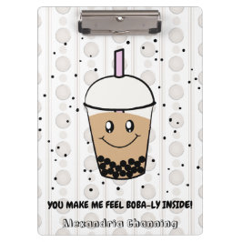 Leuke Boba Bubble Tea Pun gepersonaliseerd klembor Klembord