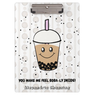 Leuke Boba Bubble Tea Pun gepersonaliseerd klembor Klembord