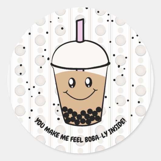 Leuke Boba Bubble Tea Pun Ronde Sticker (Voorkant)
