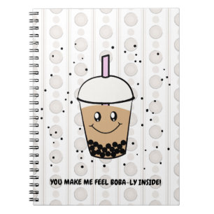 Leuke Boba Bubble Tea Pun Spiraal Foto Notitieboek