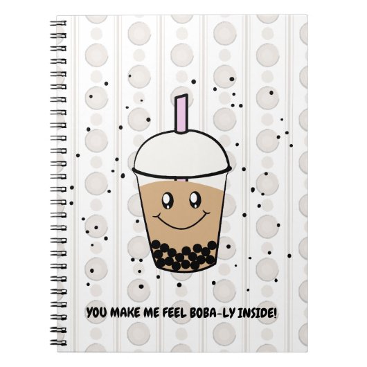 Leuke Boba Bubble Tea Pun Spiraal Foto Notitieboek (Voorkant)