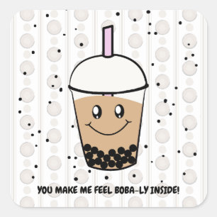 Leuke Boba Bubble Tea Pun Square Sticker