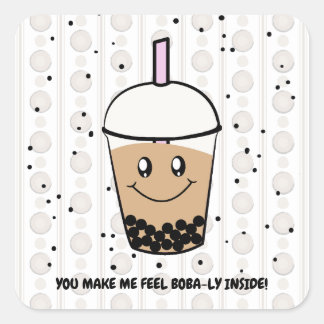 Leuke Boba Bubble Tea Pun Square Sticker
