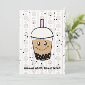 Leuke Boba Bubble Tea Pun uitnodiging (Staand voorkant)