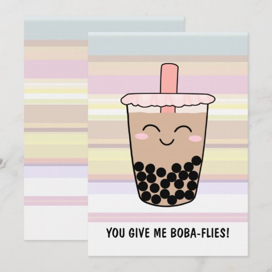 Leuke Boba Milk Thee Pun Uitnodiging (Voorkant / Achterkant)