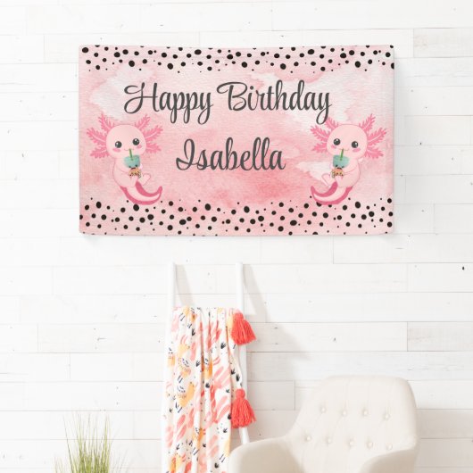 Leuke Boba Thee Axolotl Party Achtergrond Banner (Insitu)
