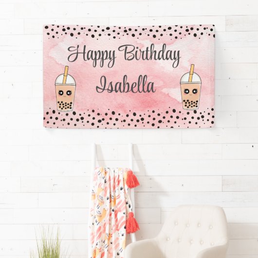 Leuke Boba Thee Verjaardag Achtergrond Banner (Insitu)