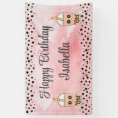 Leuke Boba Thee Verjaardag Achtergrond Banner (Verticaal)
