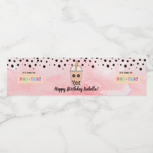 Leuke Boba Thee Verjaardagsfeestje Waterfles Label Waterfles Etiket (Enkel label)
