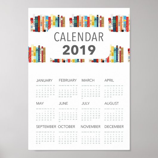leuke boeken illustratie literaire 2019 kalender poster (Voorkant)