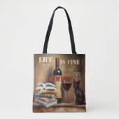 Leuke Boeken Katten Wijn Tote Bag (Voorkant)