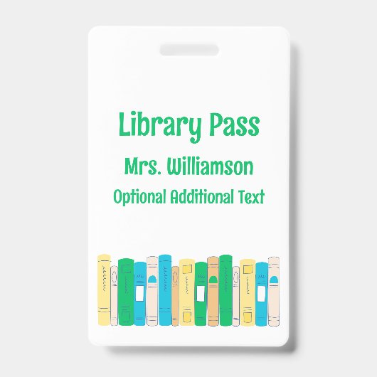 Leuke Boeken School Bibliotheek Hall Pass Badge (Voorkant)