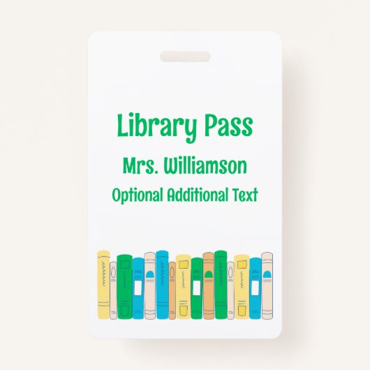 Leuke Boeken School Bibliotheek Hall Pass Badge (Voorkant)