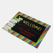 Leuke boekenwurm | Kleurrijke strepen leraar Deurmat (Schuin)