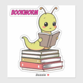 Leuke Boekenwurm Sticker | Aardige Lezende Worm